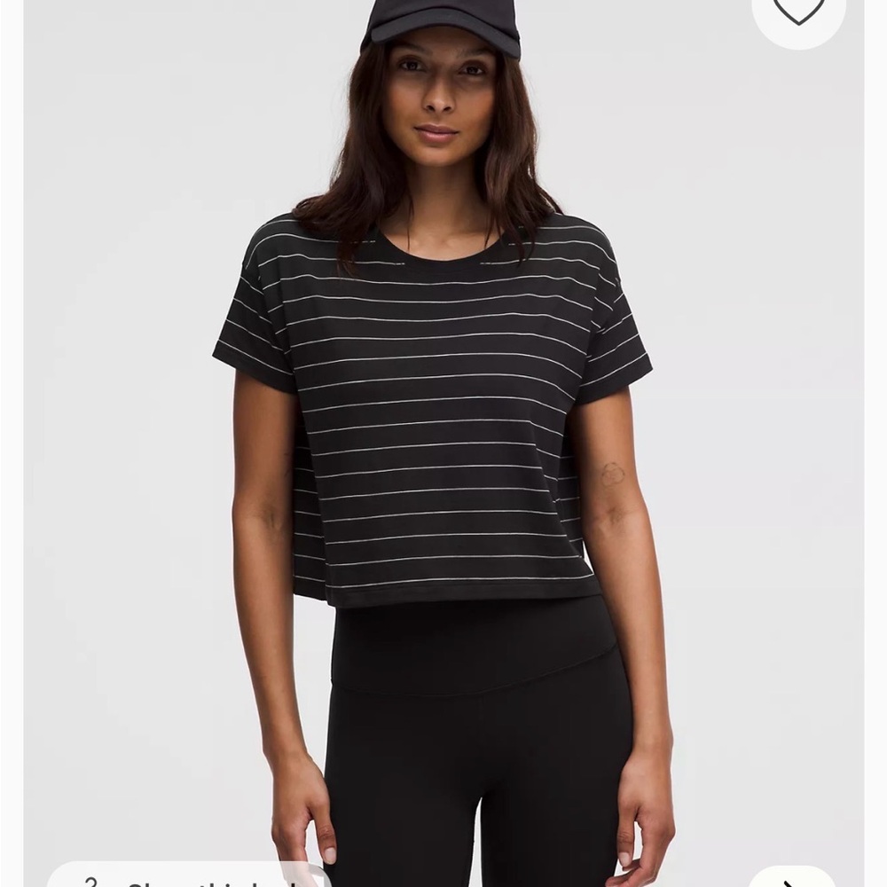 Lululemon Cates Tee - Black with White Stripe - NWT